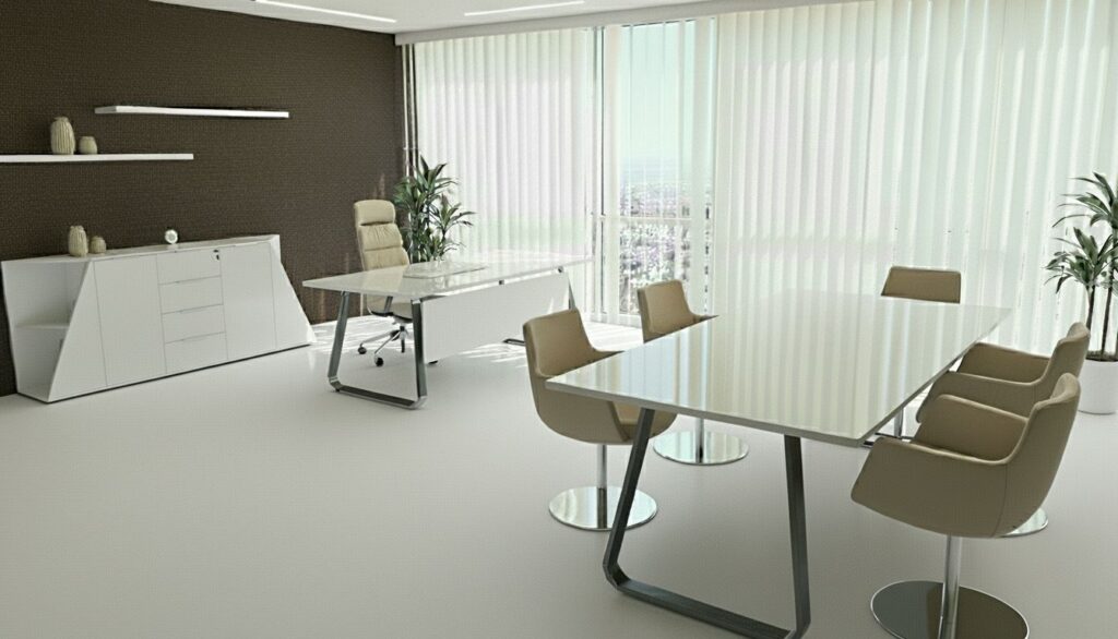 Fémlábas vezetői iroda és vezetői tárgyalóasztal