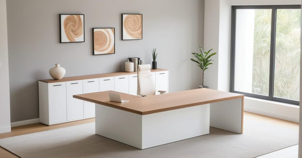 Vezetői iroda L alakú vezetői íróasztallal