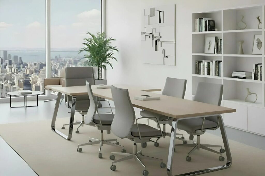 Vezetői iroda berendezése külön tárgyalózónával