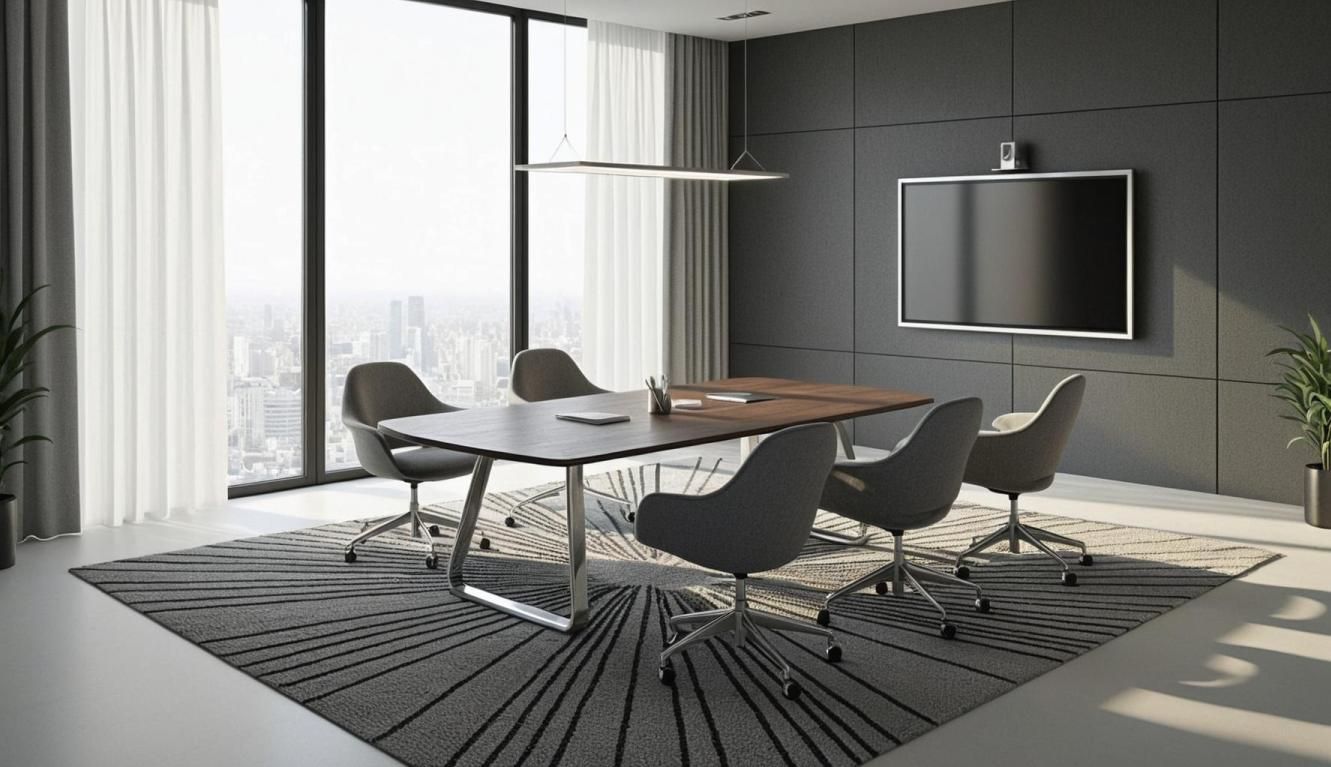 Íróasztal és tárgyalóasztal egy térben kialakított vezetői iroda