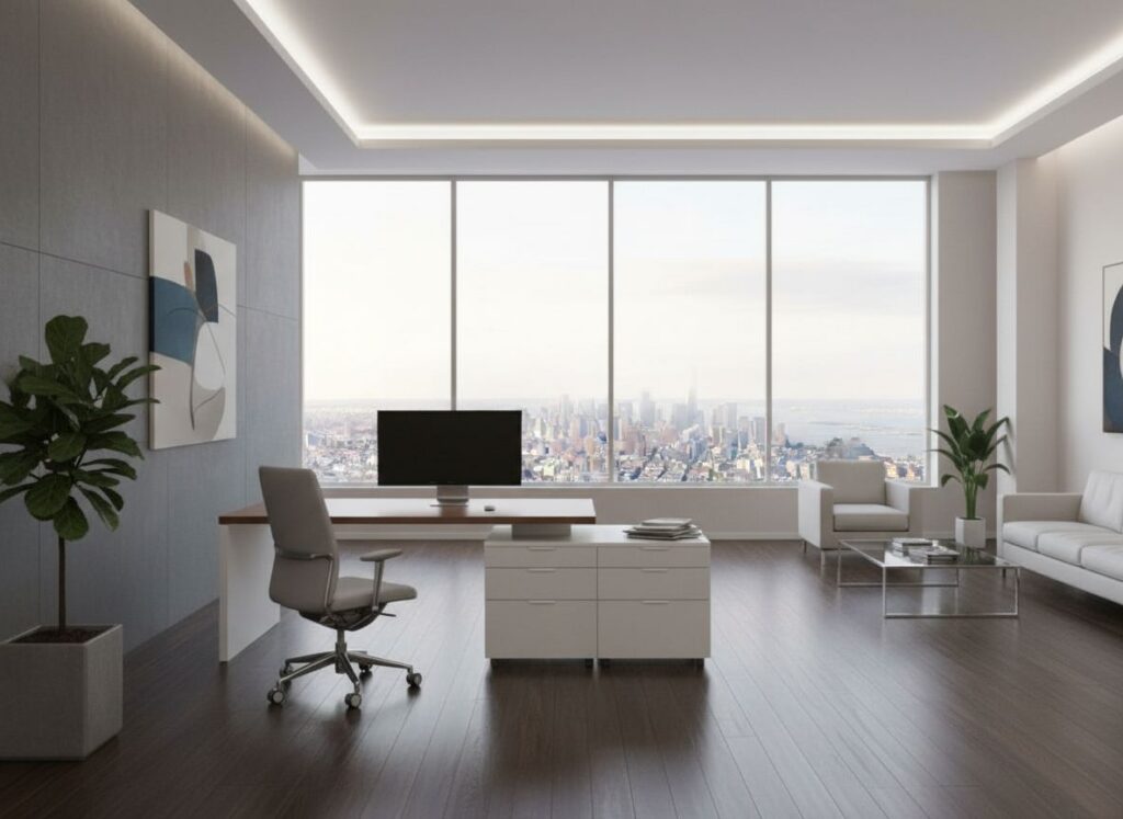 Minimalista vezetői tárgyalótér