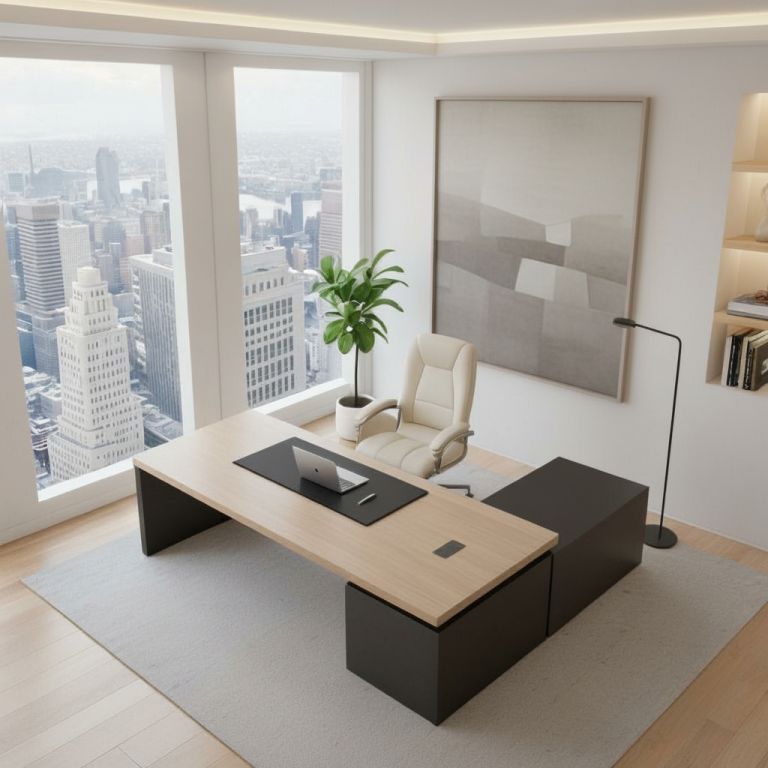 Világos és sötét vezetői íróasztal összehasonlítása vezetői irodai környezetben