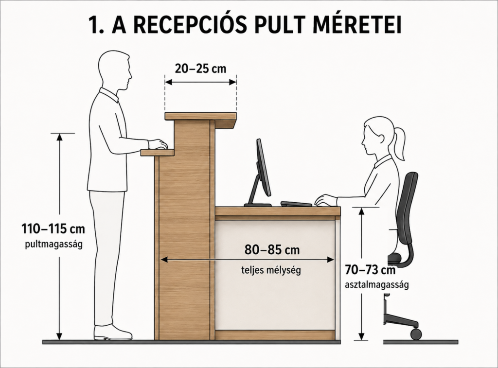 Recepciós pult tervezése: milyen méretekkel lesz valóban jól használható? 2 recepcios pult meretek.jpg