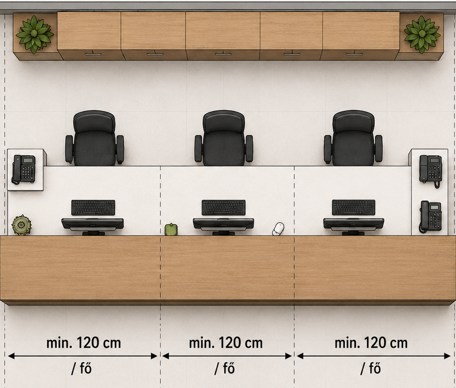 Recepciós pult tervezése: milyen méretekkel lesz valóban jól használható? 3 recepcios pult munkaterulet szelesseg.png